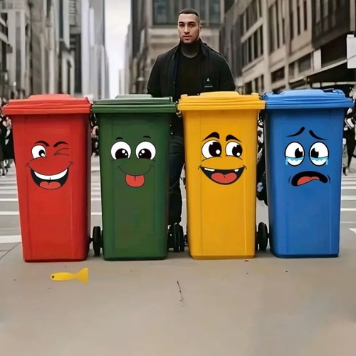 Bin stickers 4pcs - bin, faces