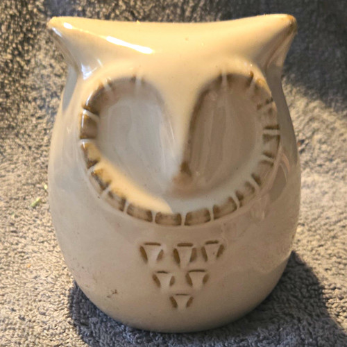 White ceramic owl figurine - white,
