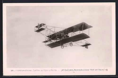 Postcard curtiss sur - postcard, curtiss-sur-biplan