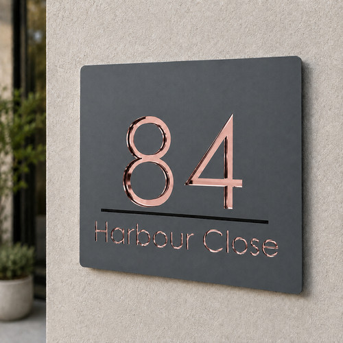 Laser house number plaques - house,