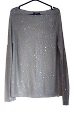 Beautiful Fine Knit Sequin Jumper Silver L  Zara Knit VGC
