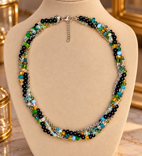 Multicolour round glass beaded - multicolour,