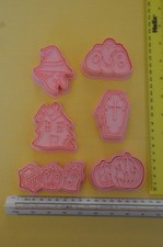 Six Halloween Cookie Cutters + Embossers - Witch, Coffin, Pumpkin, Ghost, House