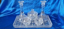 An attractive  Vintage Pressed Clear Glass 6 Piece  Dressing Table Set