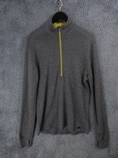 Isobaa Jumper Mens Large Grey 1/2 Zip Mid Layer 100% Merino Wool