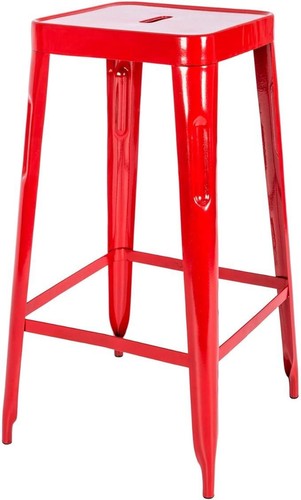 Handcrafted red metal stool - handcrafted,