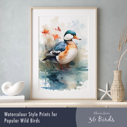 Watercolour bird prints - watercolour,