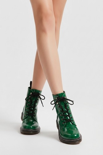 Emerald patent ankle boots - emerald,