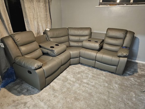 Recliner grey leather - grey, corner
