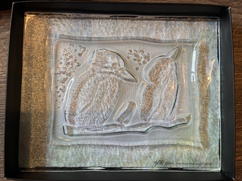 Fused glass plate birds design - fused,