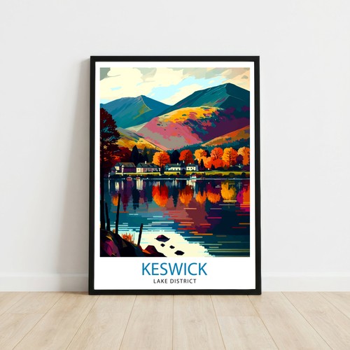 Keswick cumbria travel poster - cumbria,