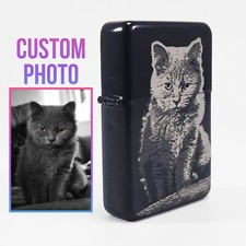 BRAND NEW -  DESIGNED BRUSHED STYLED CIGARETTE PETROL LIGHTER - Custom Photo
