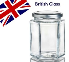 Hexagonal Glass Jam Jars With Lids 190ml 8oz for Chutney Honey Pickle