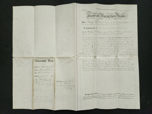 1876 antique deed boston - deed, ma