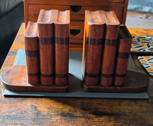 Wooden book themed - book-themed, bookends