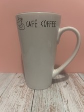 TALL ( 6”) CAFE COFFEE WHITE CERAMIC COFFEE/TEA MUG