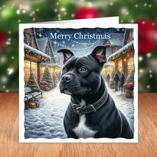 Staffordshire Bull Terrier Dog Christmas Card, Staffie
