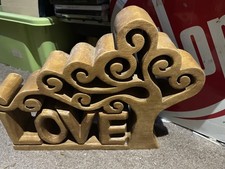 LOVE TREE Natural Wood Carving Ornament / Book End H 21 x L 27.5 x D 5 cm