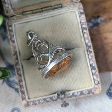 Vintage Sterling Silver Orange Fob, Seal Charm Ornate Pendant