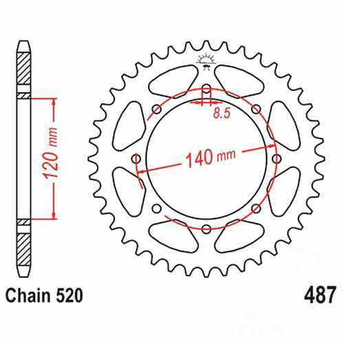 Rear sprocket tooth pitch - 37,