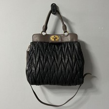 Miu Miu Black Matelasse Leather Turnlock Tote bag