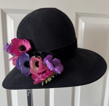 Vintage Black Wool Cloche Hat