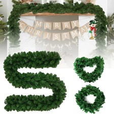 Christmas Green Garland For Wreath Staircase Tree Fireplace Door Decor W Lights