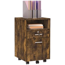Vinsetto Mobile File Cabinet: Lockable, 5 Wheels, Rustic Brown  , Refurbished