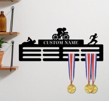 Personalised Medal Hanger Medal Holder Display Rack Triathlon Bike Swim Running