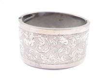 Antique Vaughtons Wide Bangle Bracelet Sterling Silver