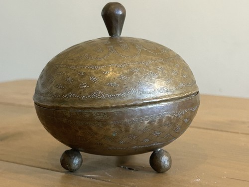 Vintage engraved brass sphere - vintage,