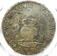1739/8 Mexico Pillar Dollar 8 Reales 8R.  PCGS AU Detail. Reijgersdaal Shipwreck