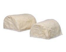 Scroll Swirl Design Round Arm Cap Pair Lace Trim Furniture Cover SECONDS