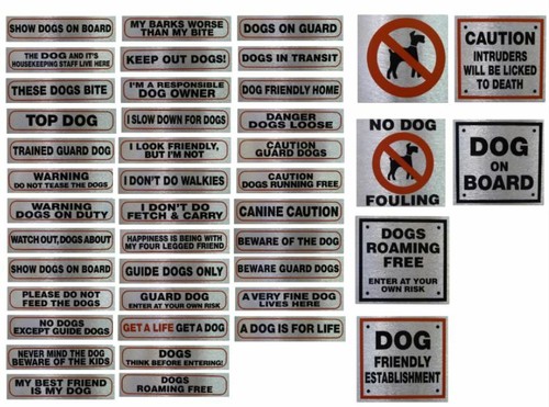 Dog warning messages signs - dog,