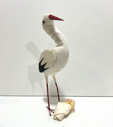Vintage spun cotton stork - vintage, w/