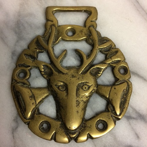 Vintage cast horse brass stag - cast,