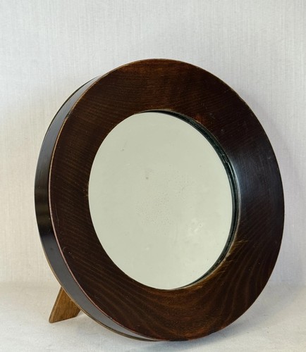 Vintage round wooden mirror - vintage,