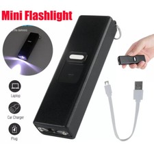 LED Torch Lamp USB Rechargeable Pocket Mini Keychain Keyring Stun Tool