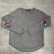 Wyse Grey Wool/ Cashmere Jumper Sequin Star Elbow Size 1/ UK 8