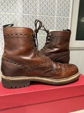 Grenson Fred Brogue Boots Dark Brown Goodyear Welt Commando Sole UK 9 G