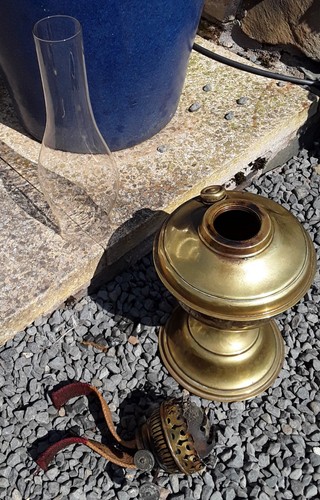 Vintage brass oil - oil, lamp