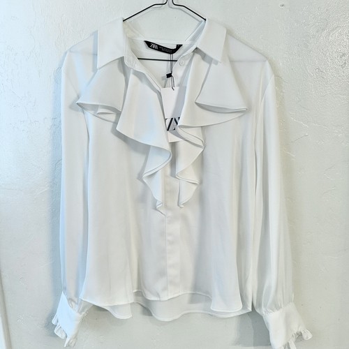Zara white satin - satin, ruffled