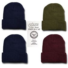 US Army Watch Cap 100% Wool Knitted Green Beanie hat