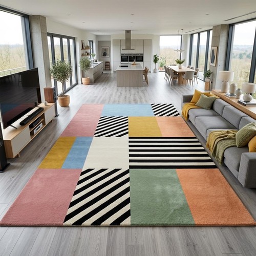 Pastel geometric rug memphis - geometric, rug,