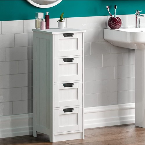 White bathroom cabinet - cabinet, shelf
