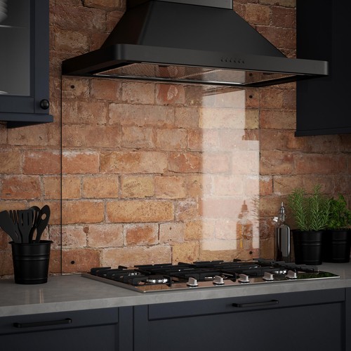 Clear glass kitchen splashback - glass,