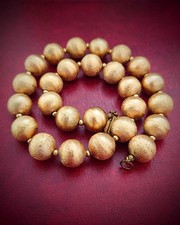 Vintage 1980's Miriam Haskell Gold Beaded Necklace In Excellent Condition 