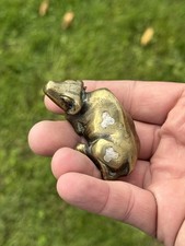 CHINESE 19TH CENTURY COPPER AND SILVER INLAID BRONZE BUFFALO SCROLL WEIGHT