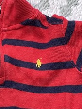 Ralph Lauren Jumper Boys Age 4 Half Zip Red And Navy Stripe