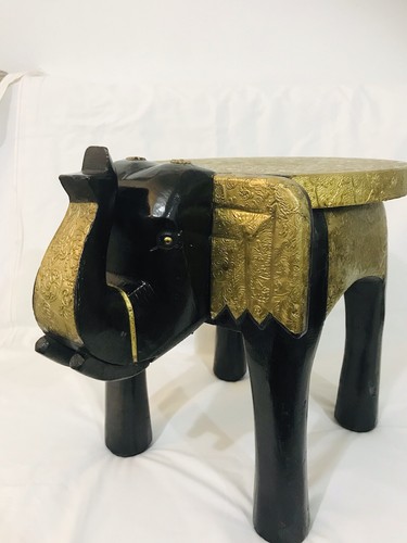 Wooden elephant stool - elephant,